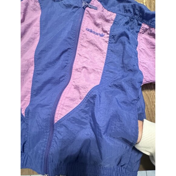 Adidas Vtg Retro 90s 80s Men Purple Track Jacket Small trefoil 6493 Lined Nylon - Picture 10 of 14